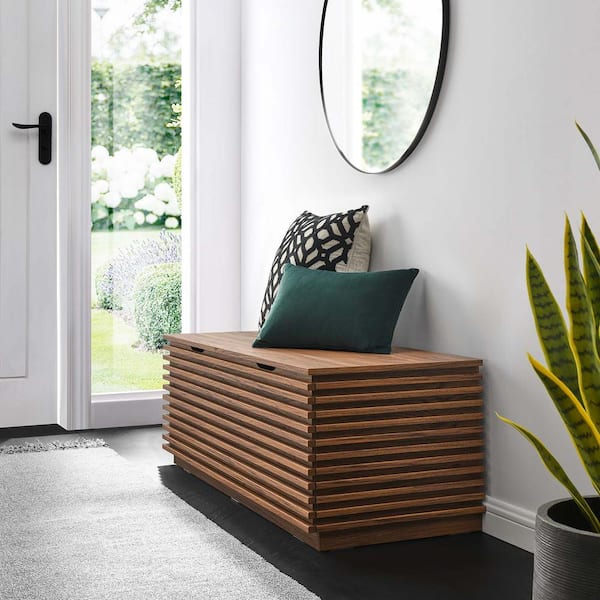 MODWAY Render Walnut Storage Trunk Bench 47 in. in EEI-6057-WAL