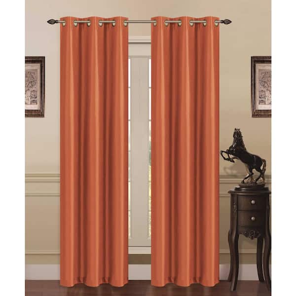 Spotted Stripes, Terracotta and Navy Blue Blackout Curtain by