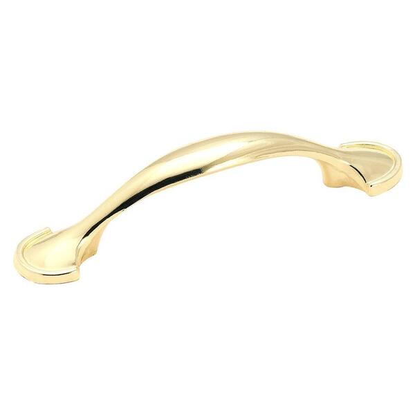 Amerock Allison Value 3 in (76 mm) Center-to-Center Polished Brass Drawer Pull