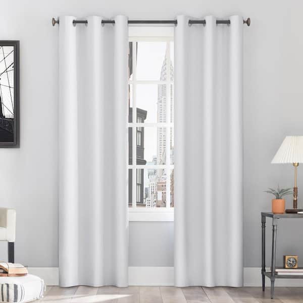 Cyrus Thermal White Polyester 40 in. W x 63 in. L Grommet 100% Blackout Curtain (Single Panel)