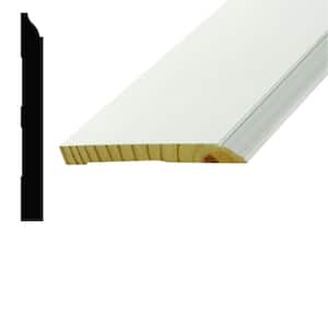 WM 618 9/16 in. x 5.1/4 in. x 96 in. Primed Finger-Jointed Pine Wood Baseboard Molding
