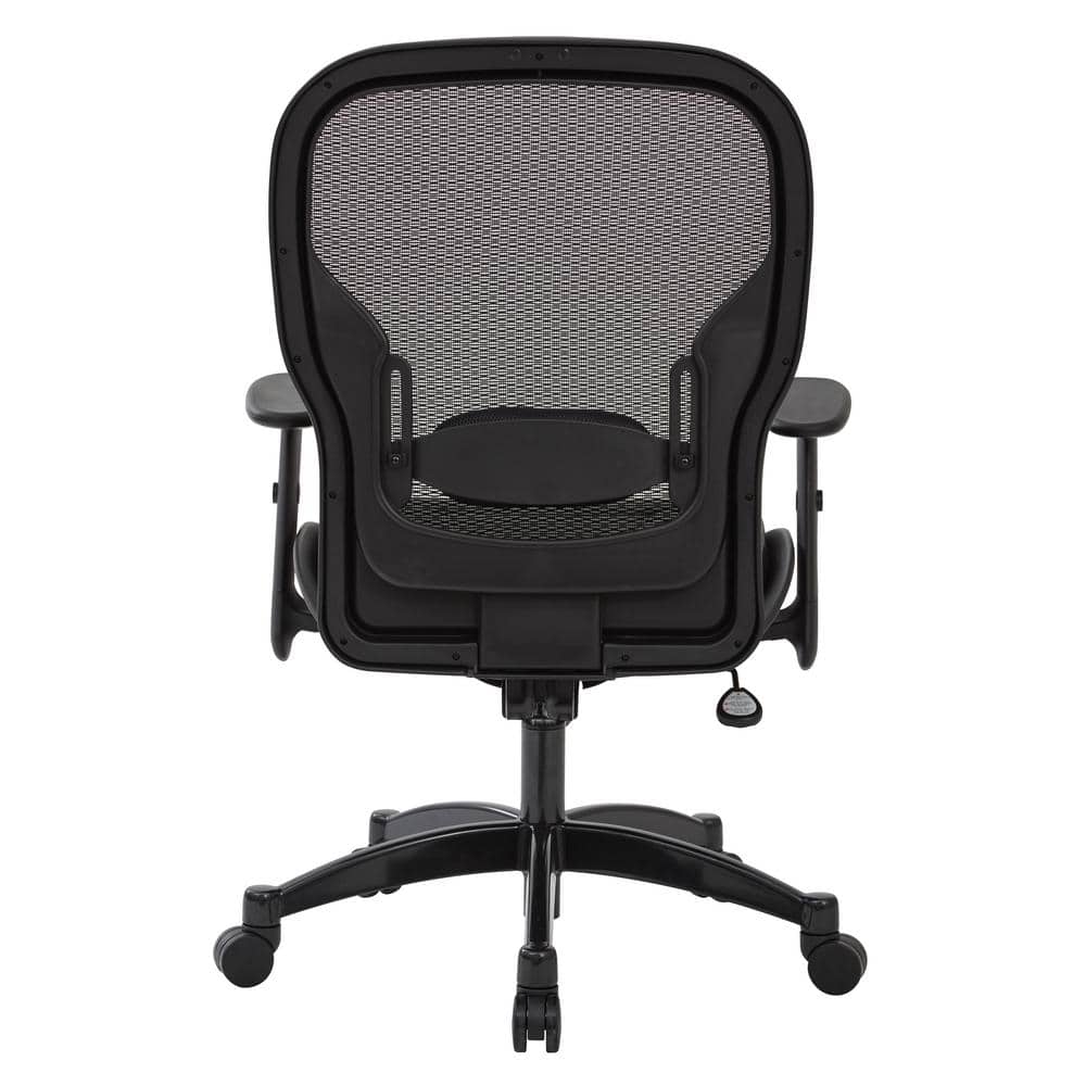 Ergonomic High-Back Executive Mesh Chair with Leather Seat and Adjustable Arms