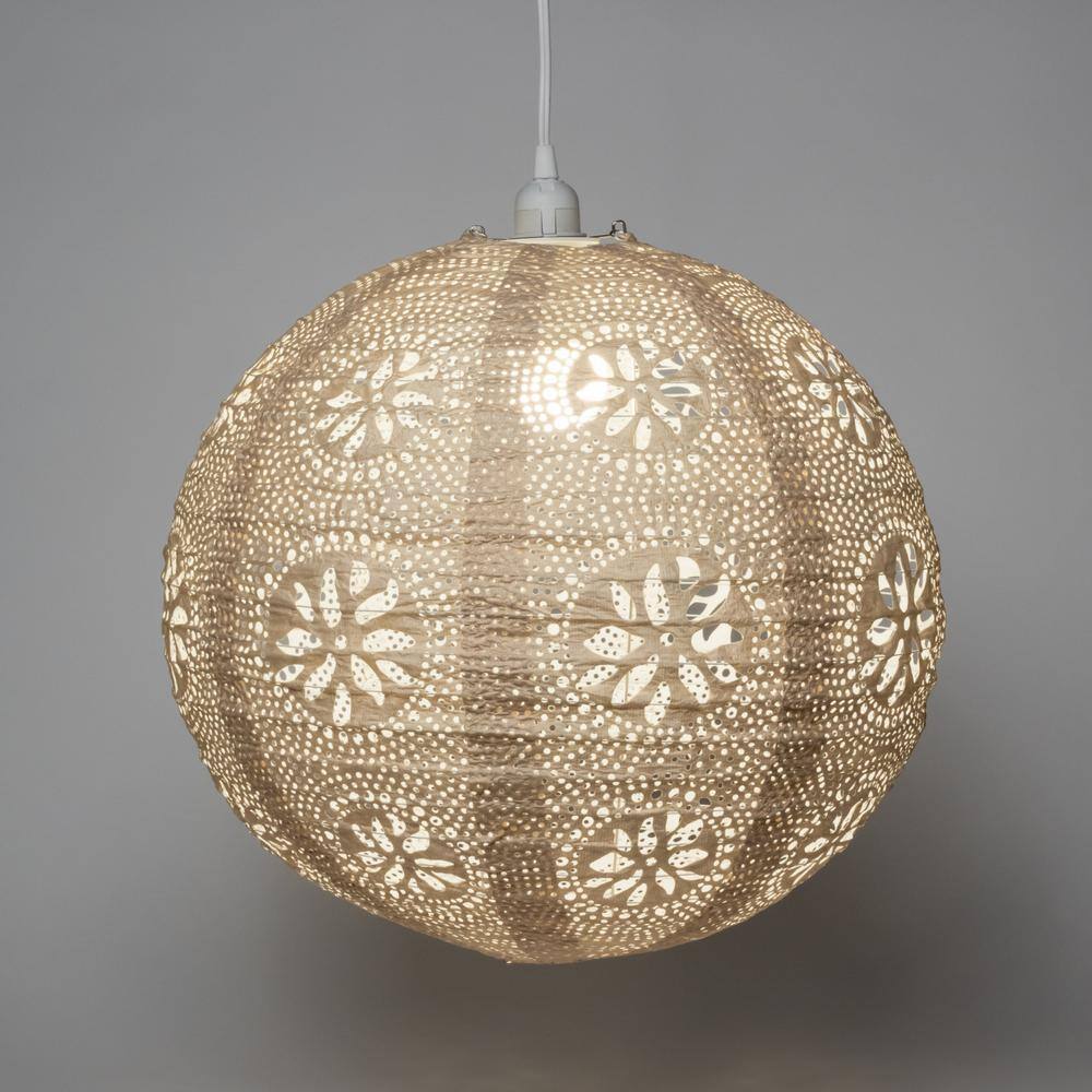18'' Beige Tyvek Globe Indoor/Outdoor LED Pendant Lamp