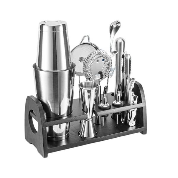 10-Piece Silver Stainless Steel Cocktail Shaker Set Bartender Kit Bar Set Barware Bartender Set for Home Bar Party