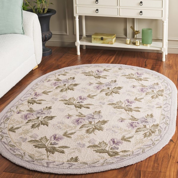 Chelsea 5 ft. x 7 ft. Oval Ivory Geometric Floral Area Rug