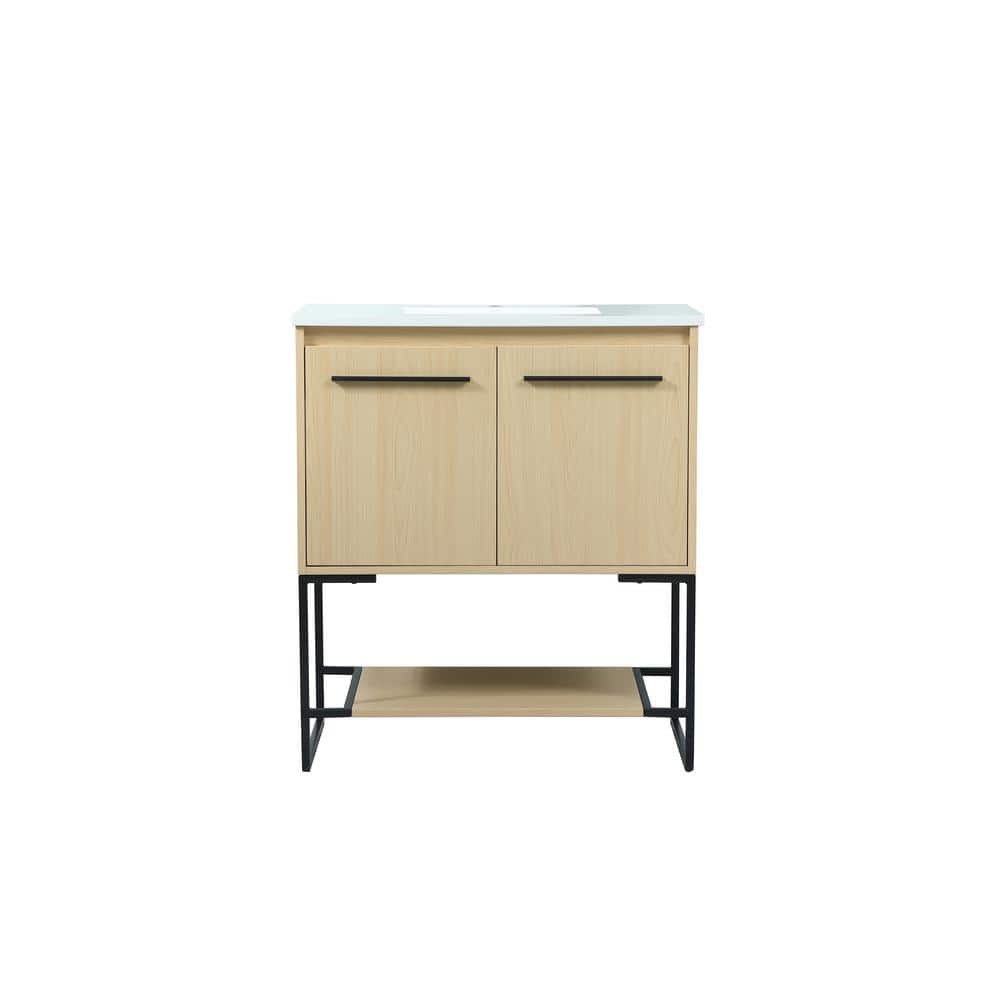 Simply Living 30 in. Single Bathroom Vanity in maple with Quartz Vanity Top