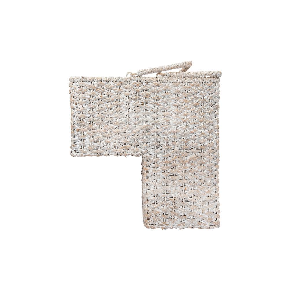 Desert Fields Woven & Whitewashed Bangkuan Rope Stair Basket with Handles