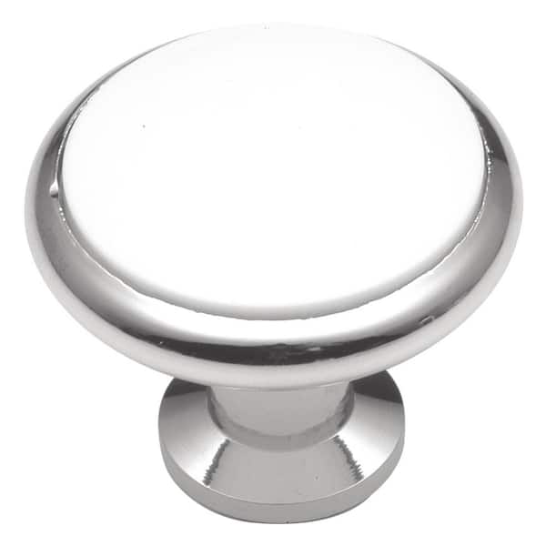 HICKORY HARDWARE Tranquility 1-3/8 in. White Porcelain Polished Chrome Cabinet Knob