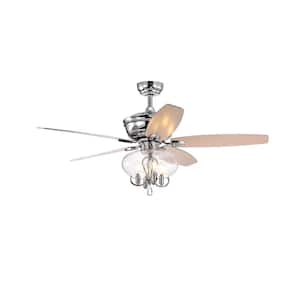 52 in. Smart Indoor Chrome Ceiling Fan with Integrated LED with Remote Control(Bulb Not Included)