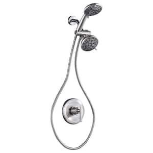 Single-Handle 7 -Spray Shower Faucet 1.8 GPM with Dual Shower Adjustable Heads in Brushed Nickel (Valve Included)