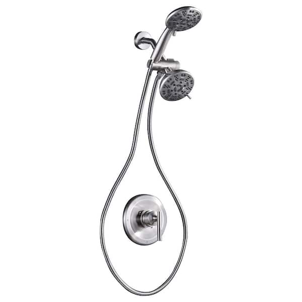 WOWOW Single-Handle 7 -Spray Shower Faucet 1.8 GPM with Dual Shower Adjustable Heads in Brushed Nickel (Valve Included)