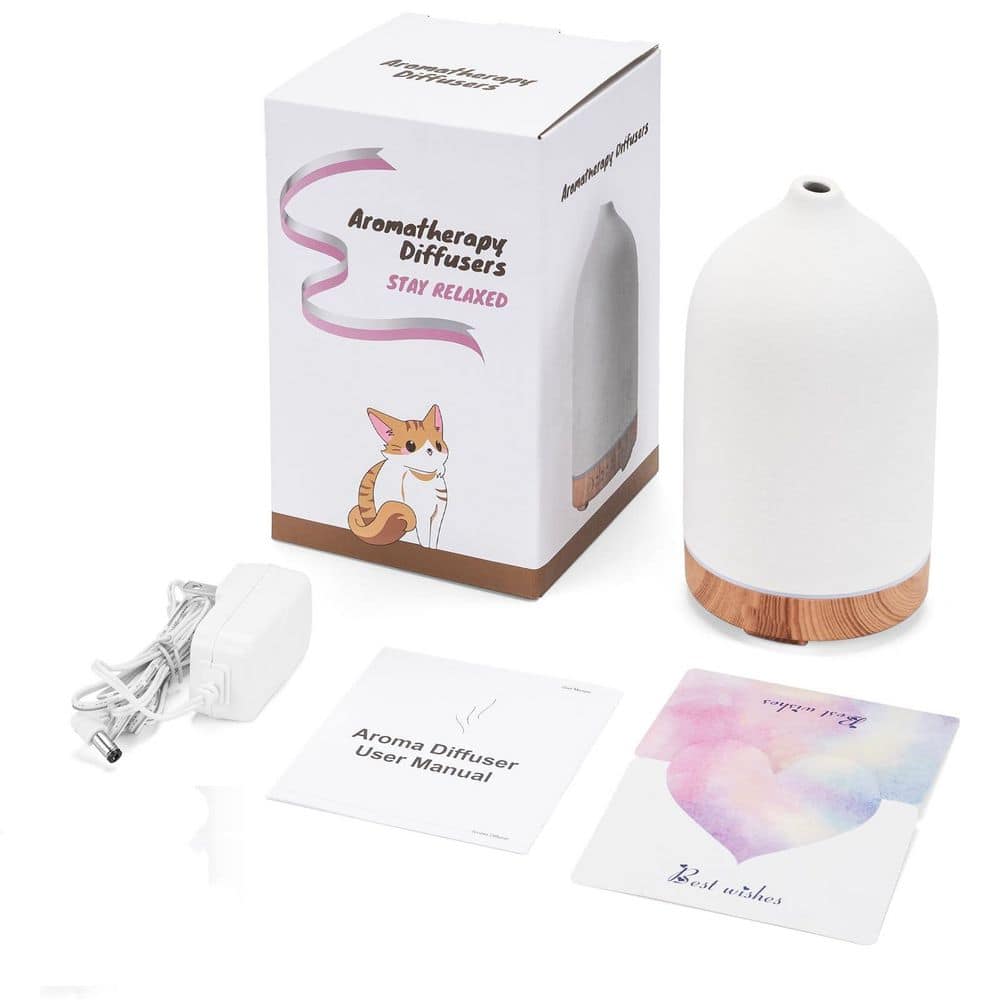 1-Piece Bathroom Accessory Set in White, 200ml Ceramic Essential Oil Diffuser, Ultrasonic Aromatherapy and Humidifier price history on PriceWatchPro