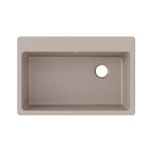 Quartz Classic  33in. Drop-in 1 Bowl  Greige Granite/Quartz Composite Sink Only and No Accessories