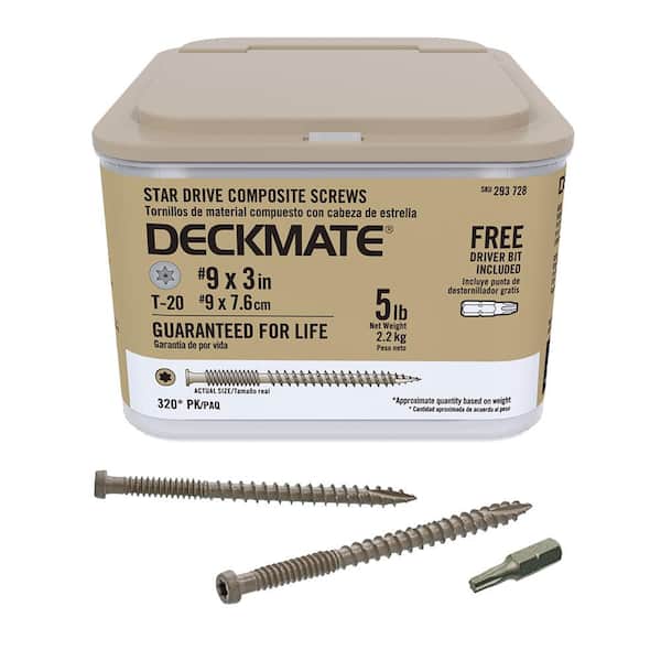 DECKMATE #9 x 3 in. Tan Coarse Polymer-Plated Steel Torx Bugle-Head Composite Deck Screws (5 lb./325-Piece)
