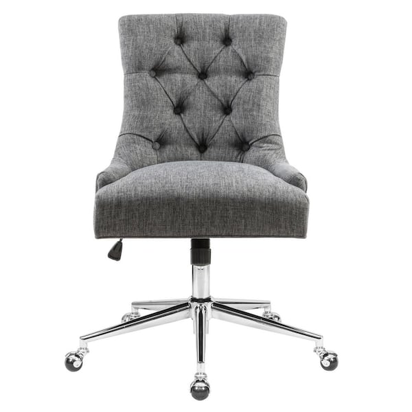 Spaco Dark Grey Fabric-Seat Tufted Design Styling Middle Office Chair Adjustable Task Chair with Armless
