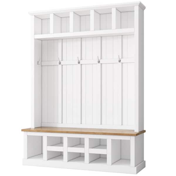 Nestfair 78.8 in. H White Freestanding Hall Tree with Storage