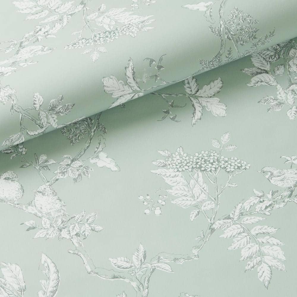 Laura Ashley Elderwood Sage Floral Botanical Wallpaper