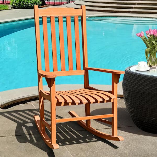 FORCLOVER Rocker Natural Wood High Back Single Rocking Chair