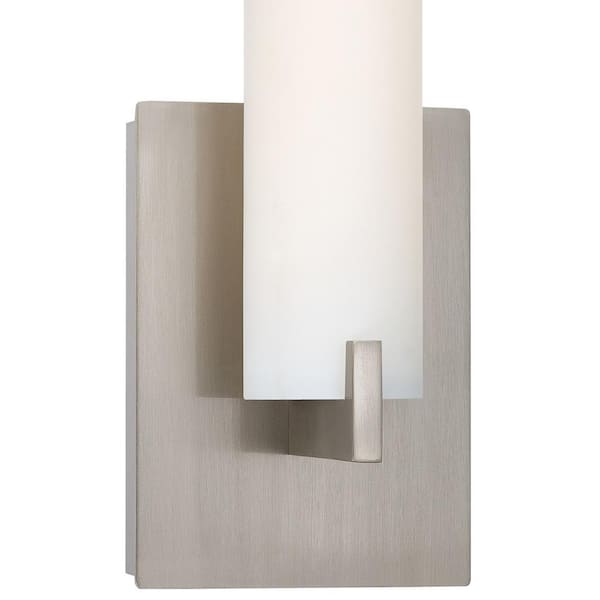 George Kovacs Tube 10-Watt Brushed Nickel Integrated LED Wall Sconce with  Etched Opal Glass P5040-084-L The Home Depot