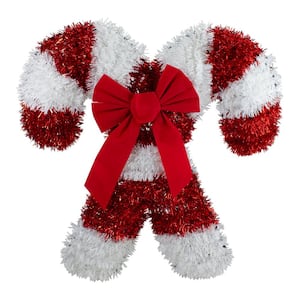 19.25 in. Tinsel Candy Cane Christmas Window Decoration