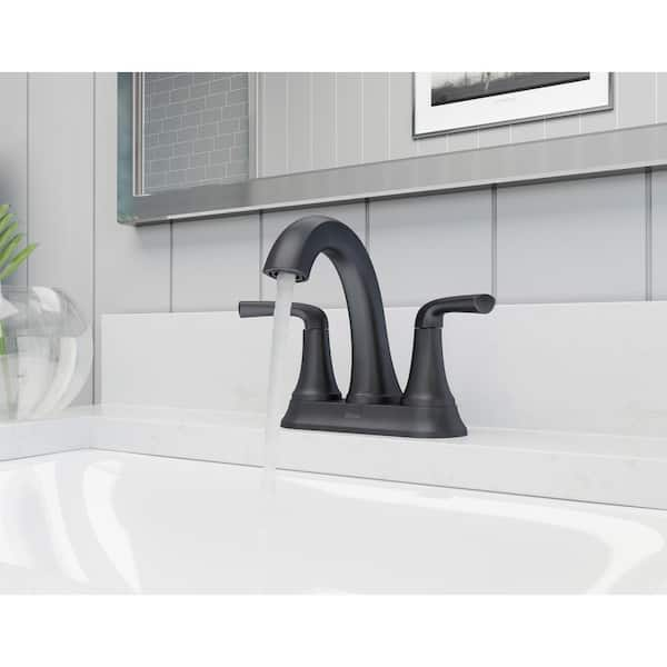 Ladera 4 in. Centerset Double Handle Bathroom Faucet in Matte Black