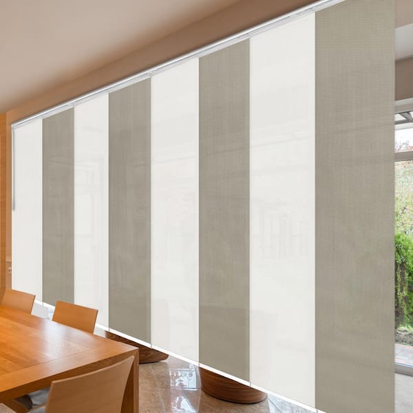 EMOH Greyscale 130 in. - 175 in. W x 94 in. L Adjustable 8- Panel Satin Nickel Double Rail Panel Track with 23.5 in. Slates