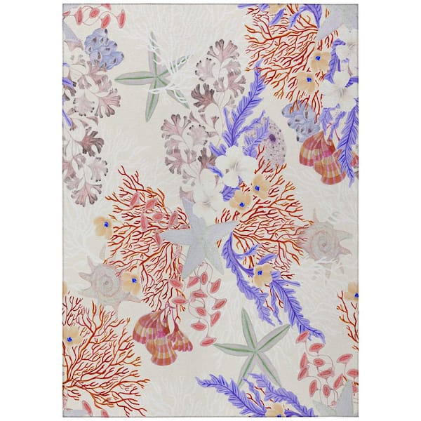 Addison Rugs Surfside 5 ft. x 7 ft. 6 in. Ivory Geometric Indoor/Outdoor Area Rug