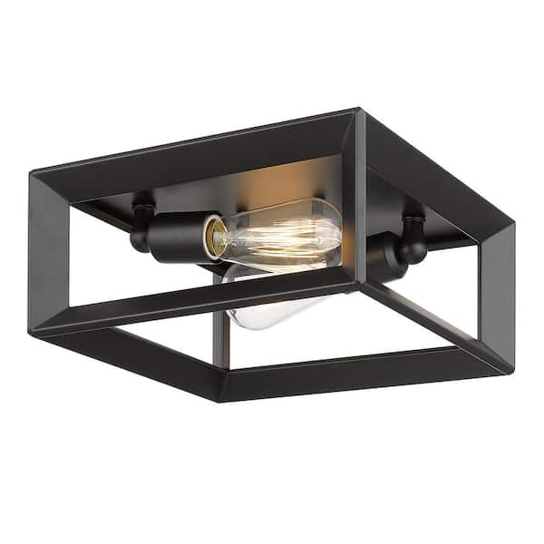 Golden Lighting Smyth 11.5 in. 2-Light Matte Black Flush Mount