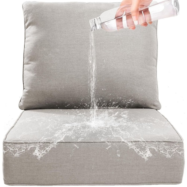 22 in. W x 24 in. D x 6 in. T 8-Piece Water and Fade Resistant Outdoor Lounge Chair Replacement Cushion Set in Beige