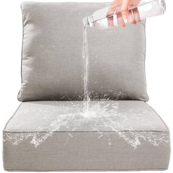 22 in. W x 24 in. D x 6 in. T 4-Piece Water and Fade Resistant Outdoor Lounge Chair Replacement Cushion Set in Beige