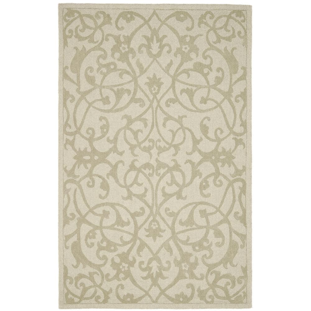 Sage Hand-Tufted Wool Area Rug with Etched Design