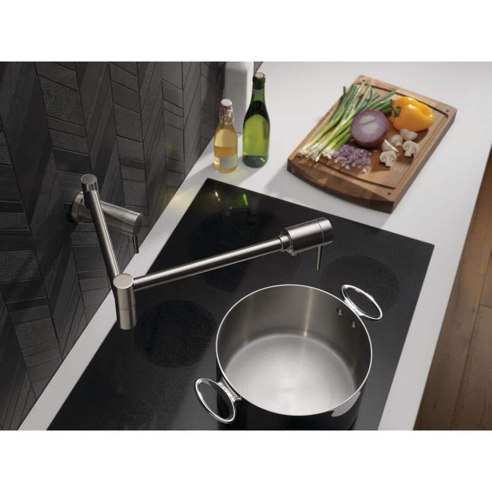 Stainless Steel Wall Mounted Dual Handle Pot Filler Faucet