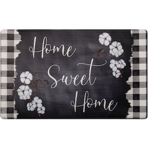 Cozy Living Home Sweet Home Buffalo Check Border Black 17.5 in. x 30 in. Anti Fatigue Kitchen Mat