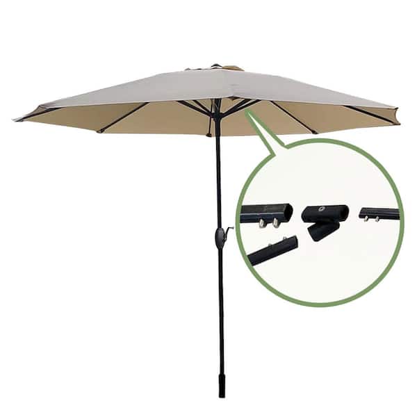 ABOVE OneClick 9 ft. Market Umbrella in Beige with Bonus Replaceable Rib