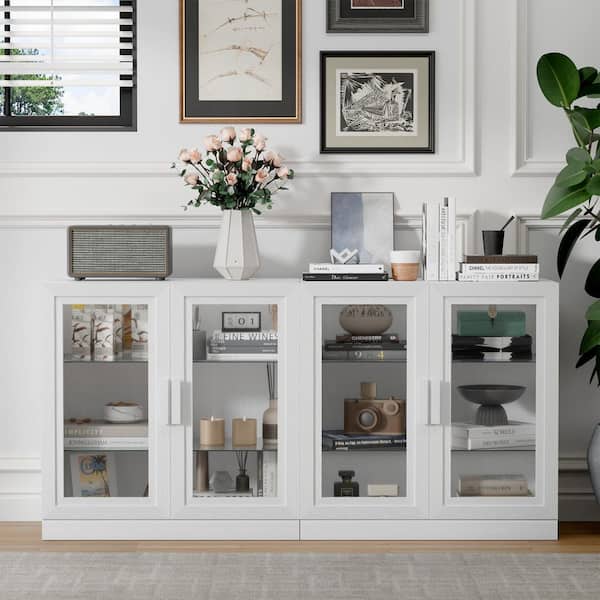 Lirago Solid Wood White 31 in. H Storage Cabinet with Adjustable