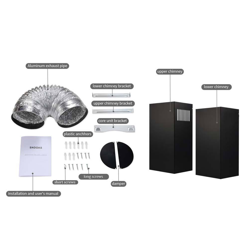 30-Inch Black Stainless Steel Wall Mount Range Hood with LED Lamp