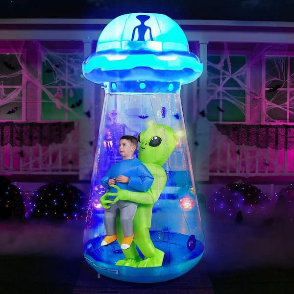 Joyfy 9 Ft. LED Halloween Blue UFO Inflatable 31980-B - The Home Depot