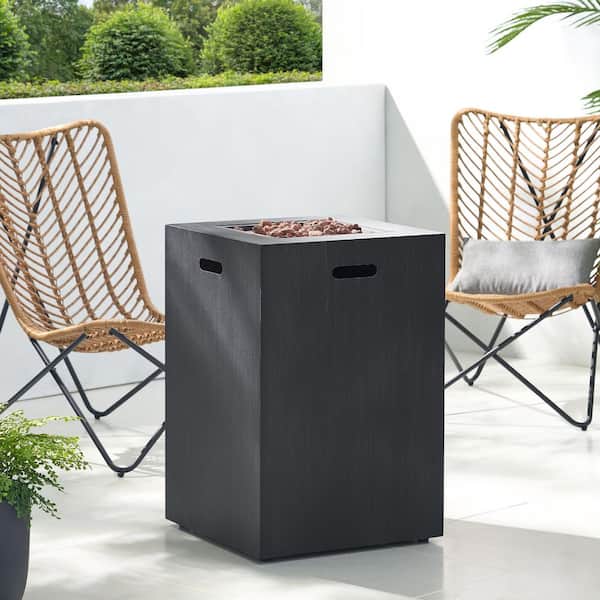 Unbranded 19.5 in. x 29 in. Rectangular Iron Propane Fire Pit Tank Inside Brushed Black