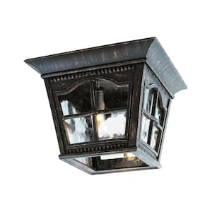 Briarwood 3-Light Antique Rust Outdoor Flush Mount Ceiling Light with Water Glass