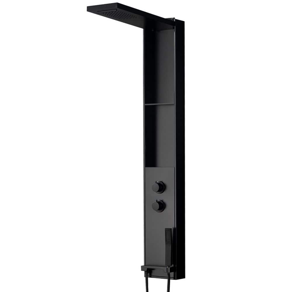 Shower System with Rainfall and Waterfall Head, 2-Shelves in Matte Black price history on PriceWatchPro