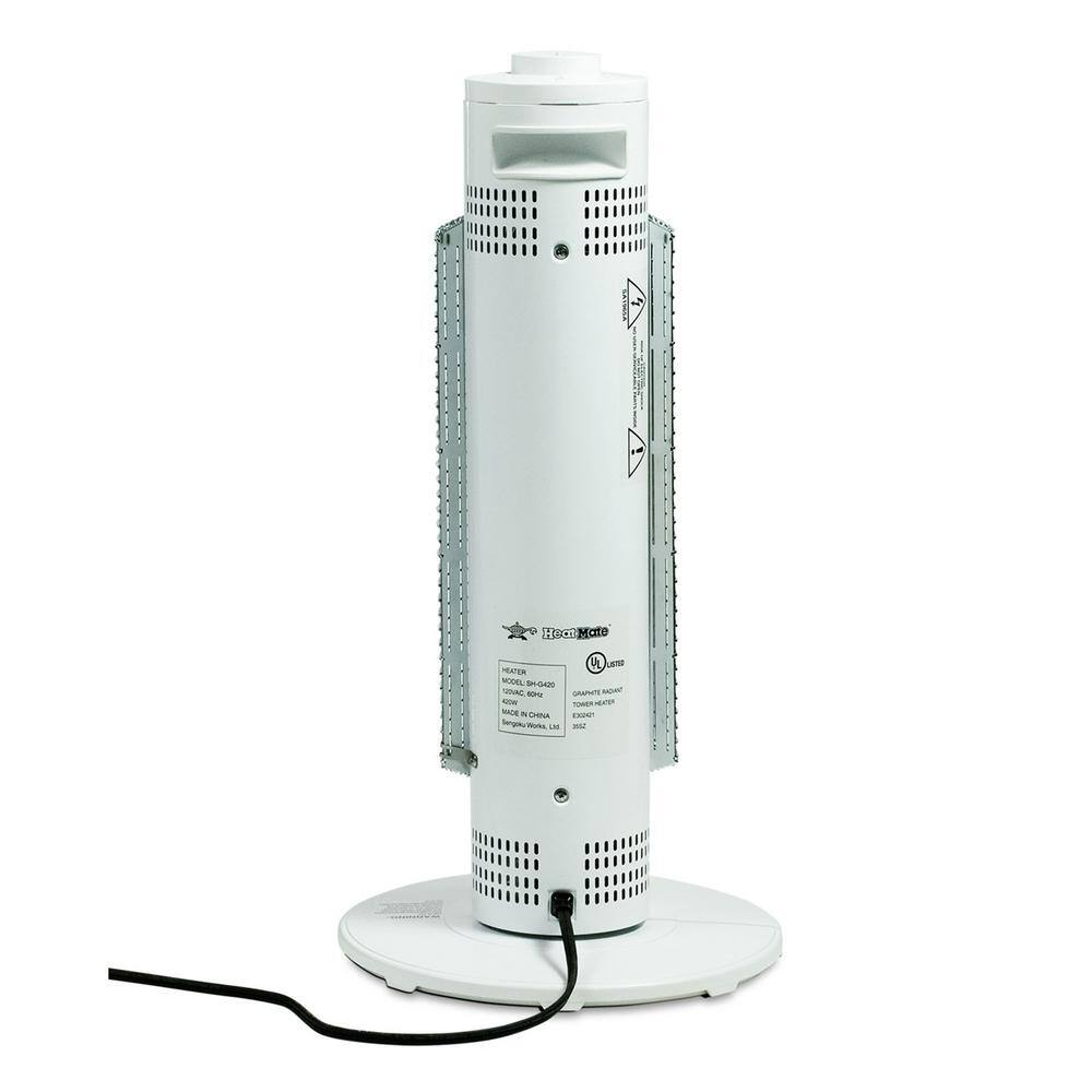 White Electric Infrared Tower Heater with Thermostat