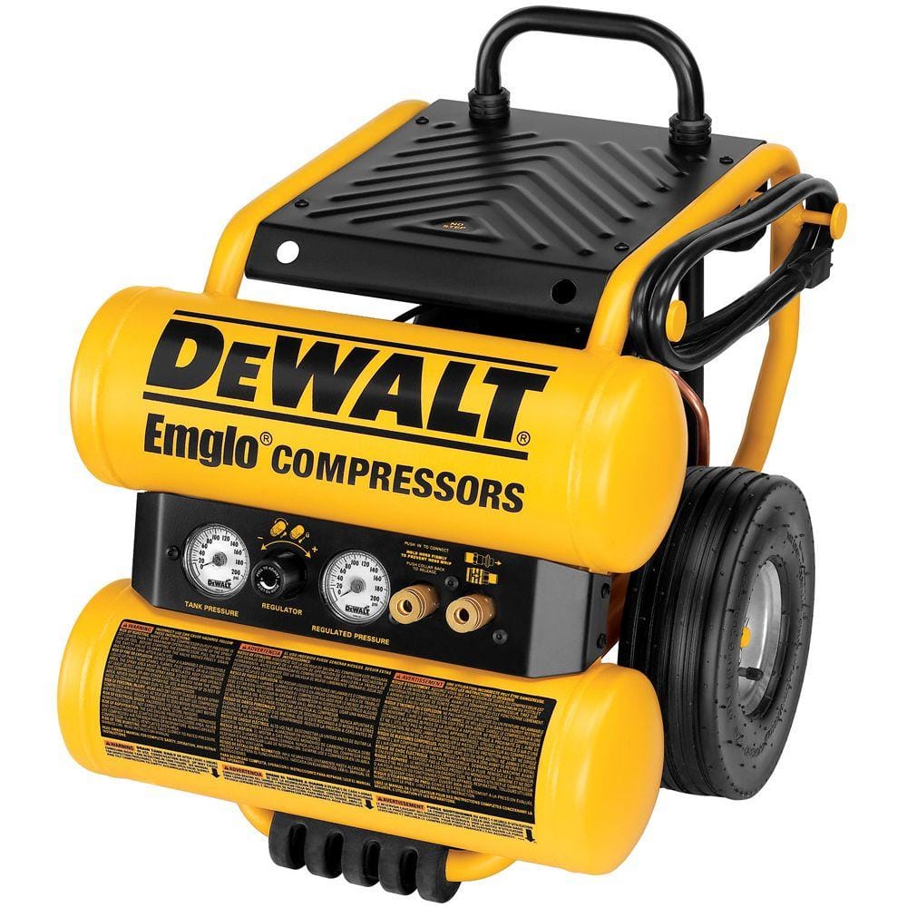 DEWALT 4 Gal. 1.1 HP Continuous Electric Wheeled Dolly Style Air Compressor with Panel D55154 The Home Depot