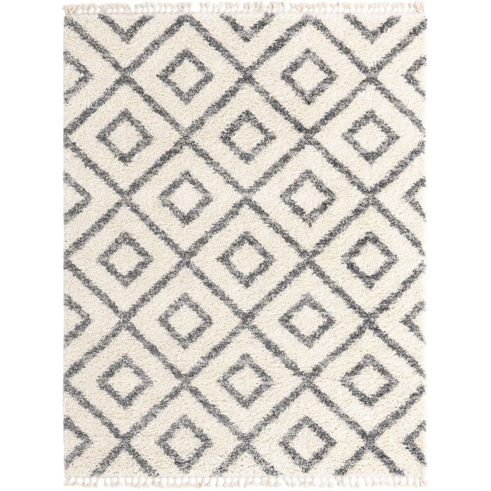 Hygge Shag Diamond Ivory 8 ft. x 10 ft. Area Rug price history on PriceWatchPro