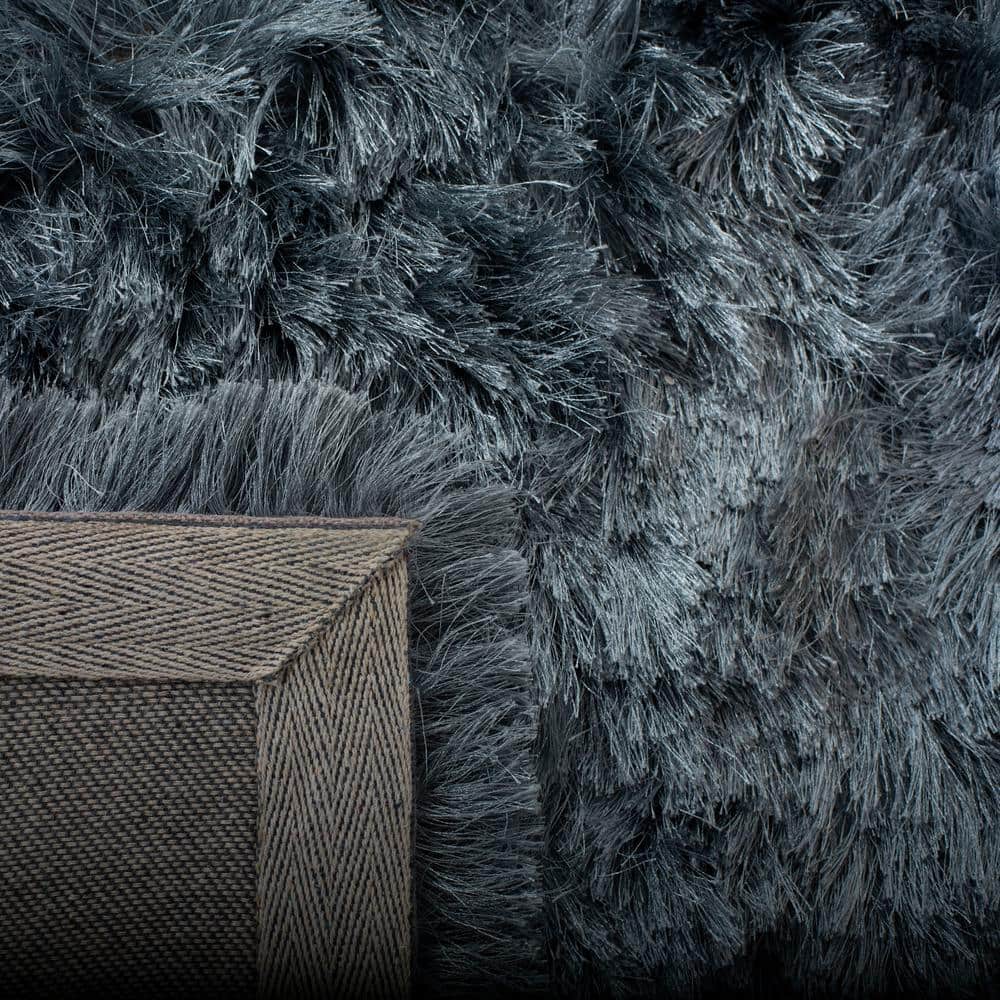 Slate 6' x 6' Square Hand-Tufted Shag Area Rug