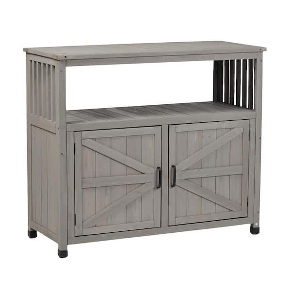 42 in. W x 18 in. D x 37 in. H Gray Wood Outdoor Storage Cabinet