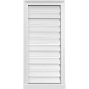 18 in. x 38 in. Vertical Surface Mount PVC Gable Vent: Functional with Brickmould Sill Frame