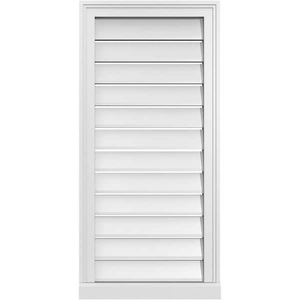 Ekena Millwork 18 in. x 38 in. Vertical Surface Mount PVC Gable Vent: Functional with Brickmould Sill Frame