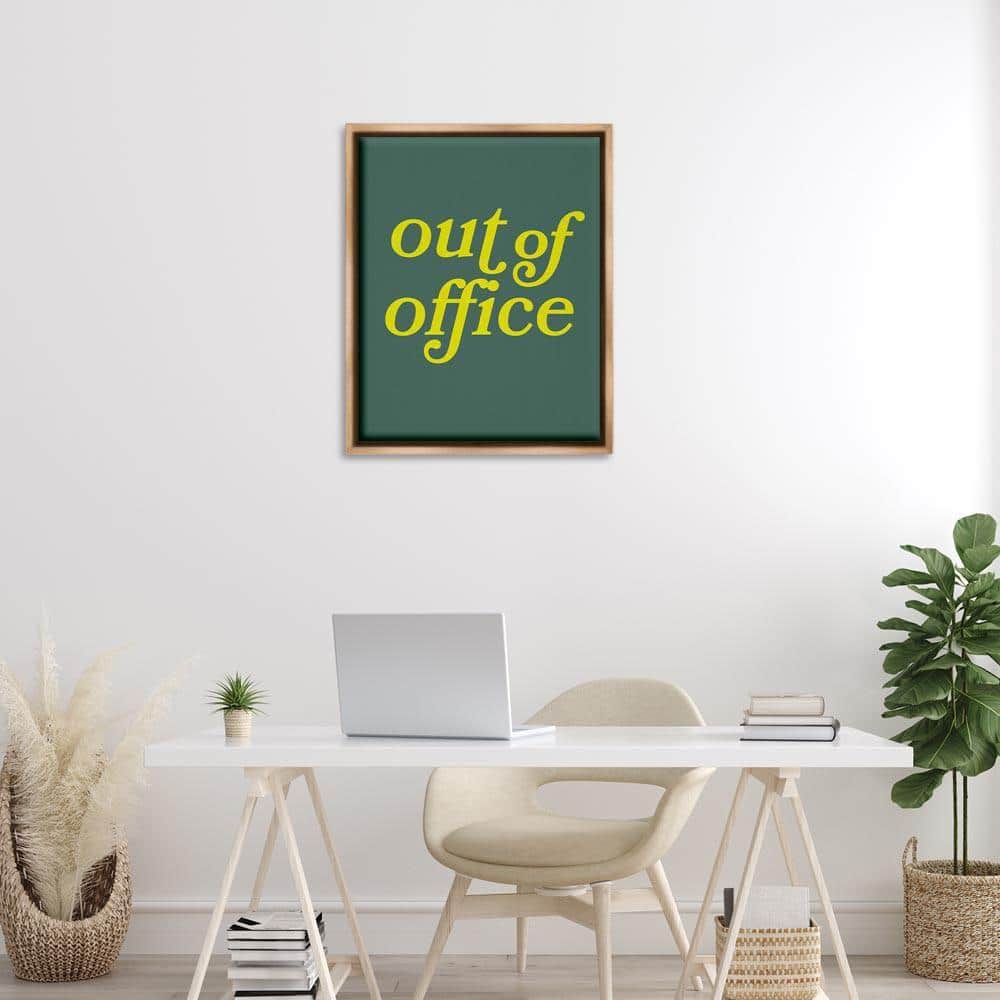 Minimal Out Of Office by Victoria Barnes Brown Floater Frame Typography Graphic Art Print 31 in. x 25 in.
