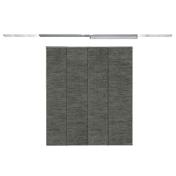 Dark Gray Adjustable Sliding Panel Track Blinds with 23 in. Slates, Extendable 45.8 in. to 86 in. W x 96 in. L