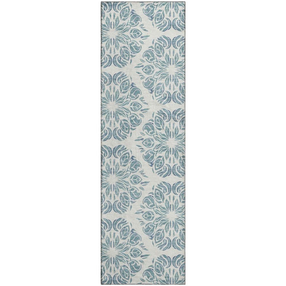 Mayfield Premium Machine Washable Abstract AMF2456 Teal 2 ft. x 7 ft. Runner Rug price history on PriceWatchPro